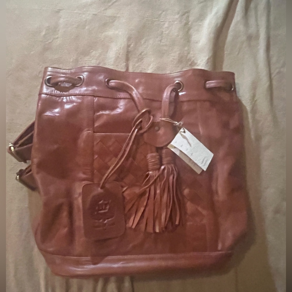 Elf Made By Hand (Camel) Brown Leather Convertible Backpack / Bag